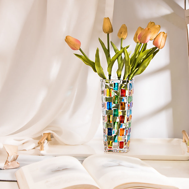 Hand-Painted Stained Glassware – Vase, Jar, Cup & Fruit Plate