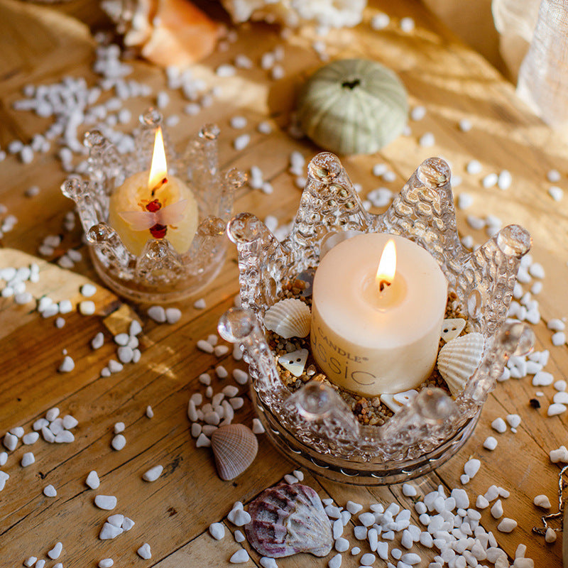 Crystal Crown Glass Candle Holder or Smoking Ash Tray